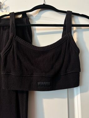 SET Active Black Waffle Knit lounge Set